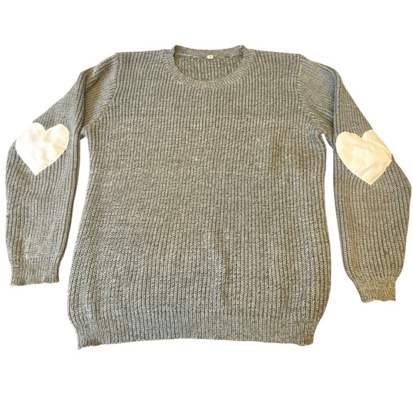 Other - Gray‎ Sweater with Heart Elbow Patches